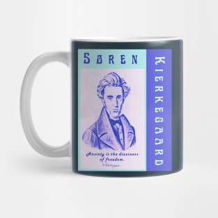 Søren Kierkegaard portrait and quote: Anxiety Is the Dizziness of Freedom Mug